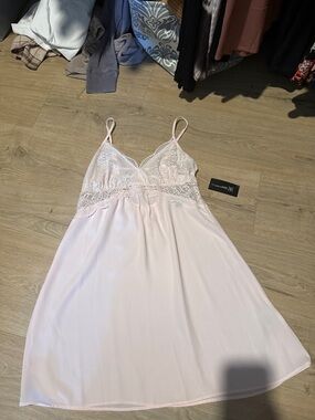 INC International Concepts Pale Pink Lace-Trim Slip Chemise
